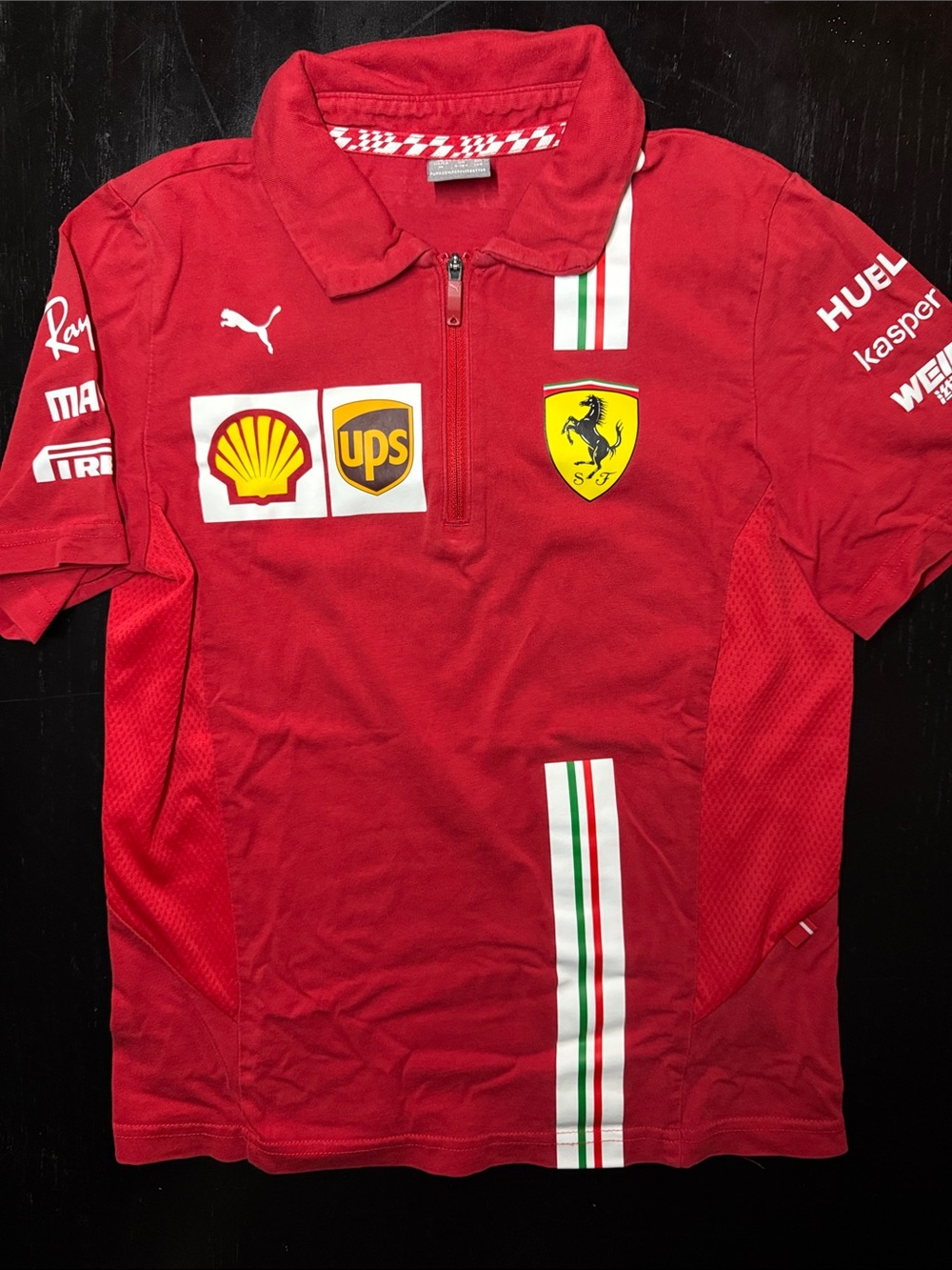 Puma Red Kids' Racing Polo with Sponsor Patches